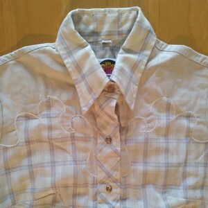 Vintage Miller Western  Short Sleeve Plaid Pearl Snap Shirt